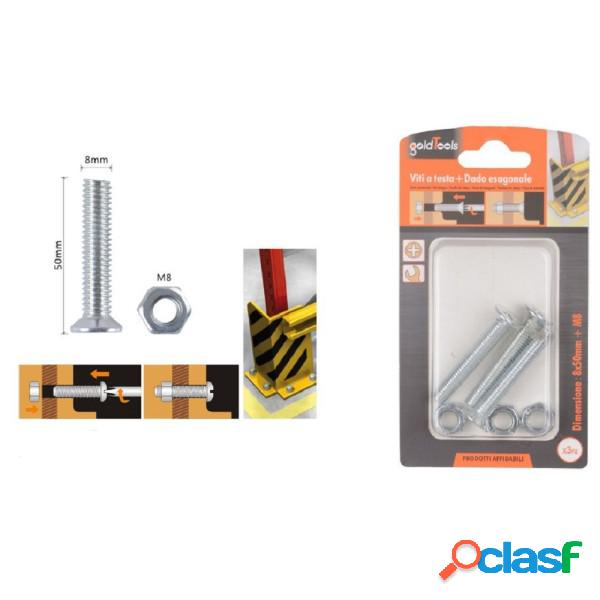 Trade Shop - Set 3 Pezzi Viti Vite Testa A Croce Piatta 8 X