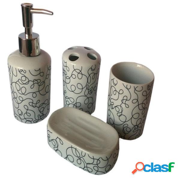 Trade Shop - Set 4 Pz Accessori Bagno In Ceramica Da