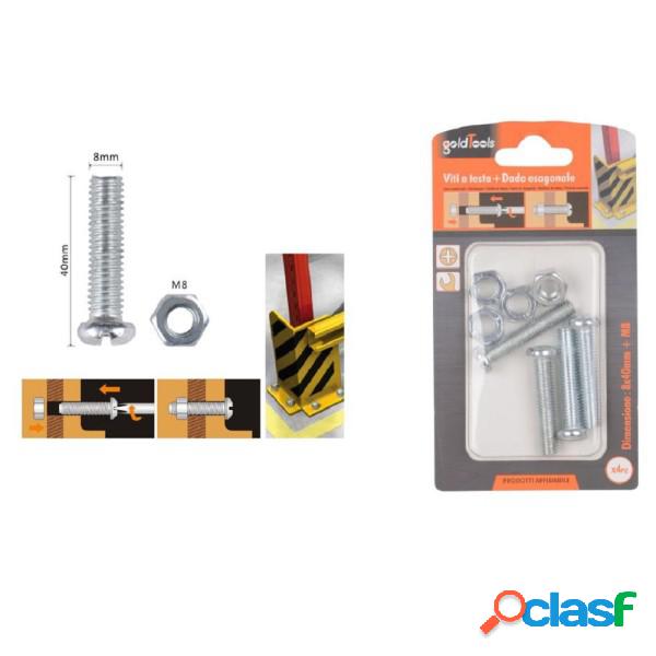 Trade Shop - Set 4pz Viti Vite Testa A Croce Tonda 8 X 40mm