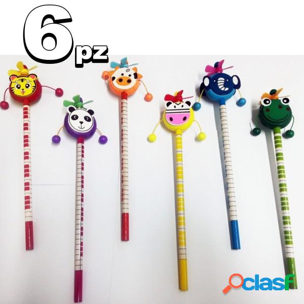 Trade Shop - Set 6 Matite Matita Animali Cartoon Scuola