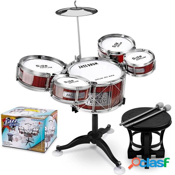 Trade Shop - Set 8pz Batteria Per Bambini 5 Tamburi Musicale