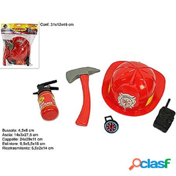 Trade Shop - Set Pompiere 5 Pezzi Vigili Del Fuoco Pompieri