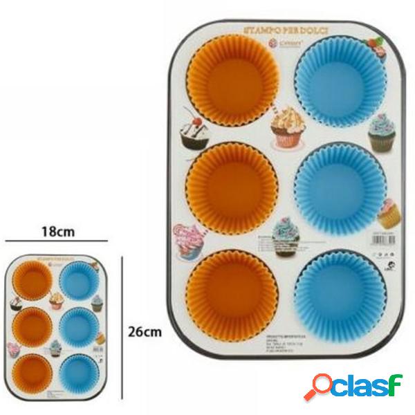Trade Shop - Stampo Teglia Vassoio Antiaderente Per 6 Muffin