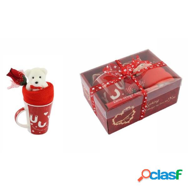 Trade Shop - Tazza Orsetto Bianco In Peluche Fiore