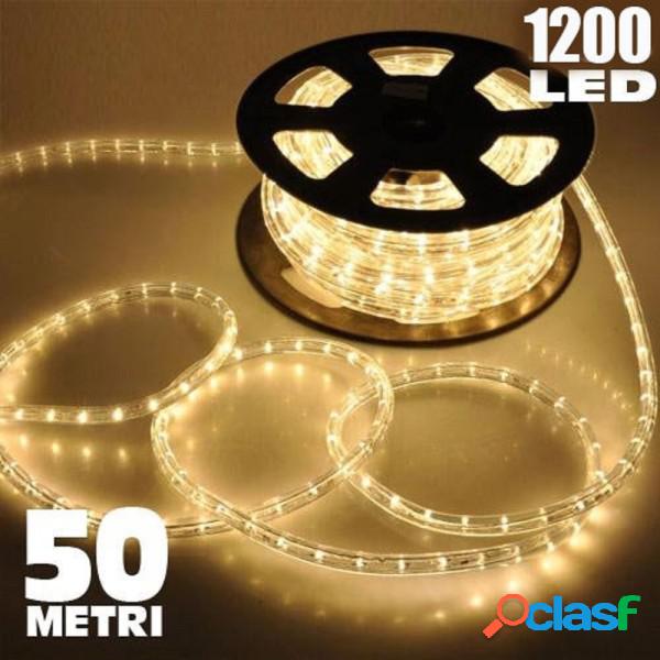 Trade Shop - Tubo Luminoso 1200 Led 50 Mt Bianco Caldo Uso