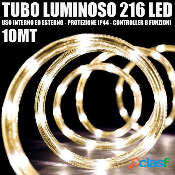 Trade Shop - Tubo Luminoso 216 Led Bianco Caldo 10 Mt 3vie