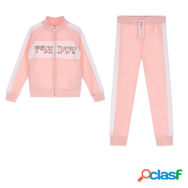 Tuta con maxi logo e inserti in contrasto colore