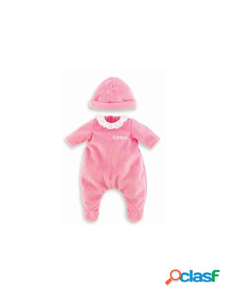 Tutina con cuffietta rosa per bambole cm.30