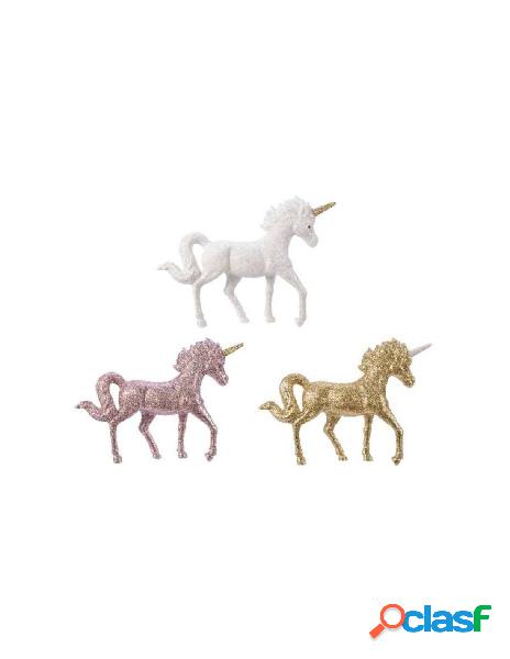 Unicorno glitter in plastica 3 colori assortiti