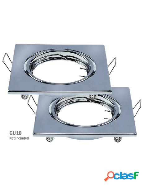 V-tac - 2 pz porta faretti led gu10 mr16 quadrato