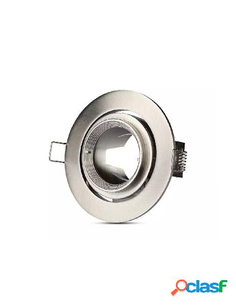V-tac - porta faretto led gu10 mr16 da incasso colore nichel