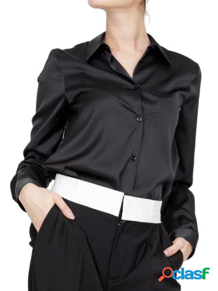 VICOLO Camicia a maniche lunghe in raso Nero