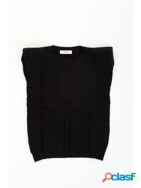 VICOLO GIRL gilet in maglia girocollo con spalline imbottite
