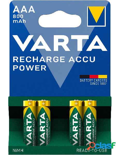 Varta - blister 4 batterie ricaricabili mini stilo aaa 800