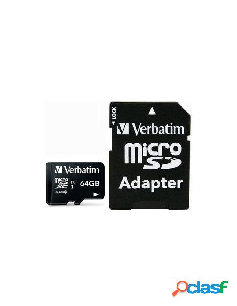 Verbatim - memoria micro sdxc 64 gb con adattatore - classe