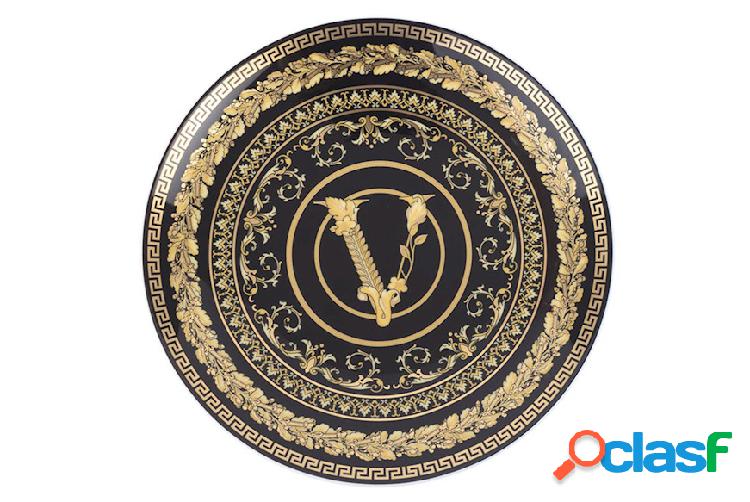 Versace Piatto frutta Virtus Gala porcellana nero nero oro