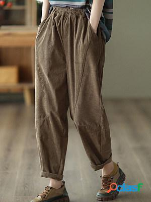 Vintage Corduroy Panel Casual Trousers