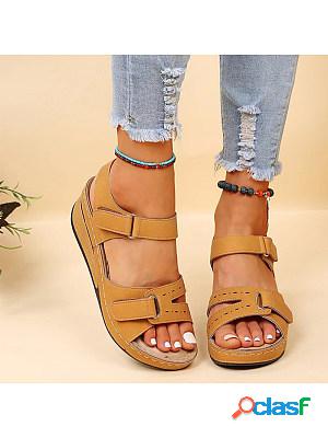 Women Thick-soled Roman Fish-Mouth Sandals With Velcro