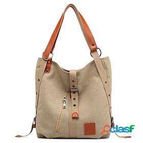 Womens Canvas Crossbody Bag Daily Date Zipper Solid Color