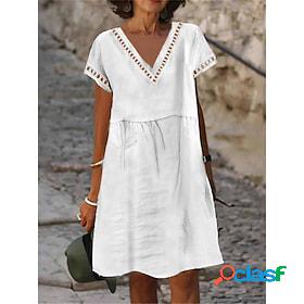 Womens Casual Dress Cotton Dress Cotton Midi Dress Outdoor