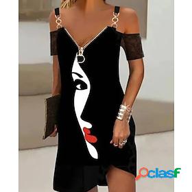 Womens Casual Dress Lace Dress Shift Dress Mini Dress Black