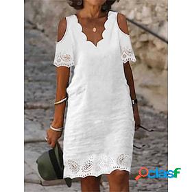 Womens Casual Dress Plain Shift Dress Plain Dress V Neck