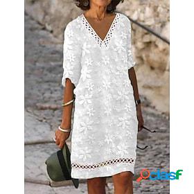 Womens Cotton Linen Dress Casual Dress Shift Dress Cotton