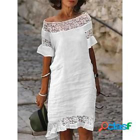 Womens Cotton Linen Dress Casual Dress Shift Dress Cotton