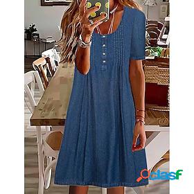 Womens Denim Dress Casual Dress Denim Midi Dress Outdoor