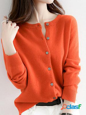 Womens Knitted Round Neck Sweater Cardigan