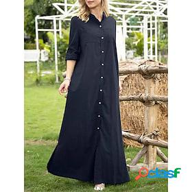 Women's Shirt Dress Cotton Linen Dress Casual Dress Cotton