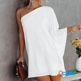 Womens Short Mini Dress Casual Dress White Black Pink Long