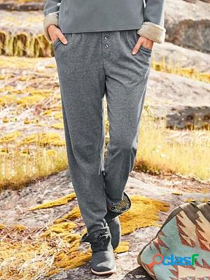 Womens Solid Color Casual Elastic Waist Pants