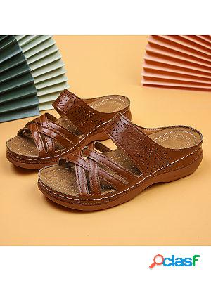 Womens Solid Color Casual Platform Sandals