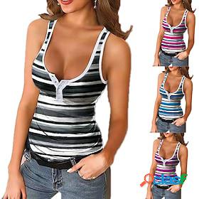 Womens Tank Stripe Striped Spring Regular Blue Purple Dark
