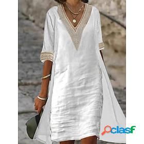 Womens Two Piece Dress Set Outdoor Daily Cotton Linen Dress