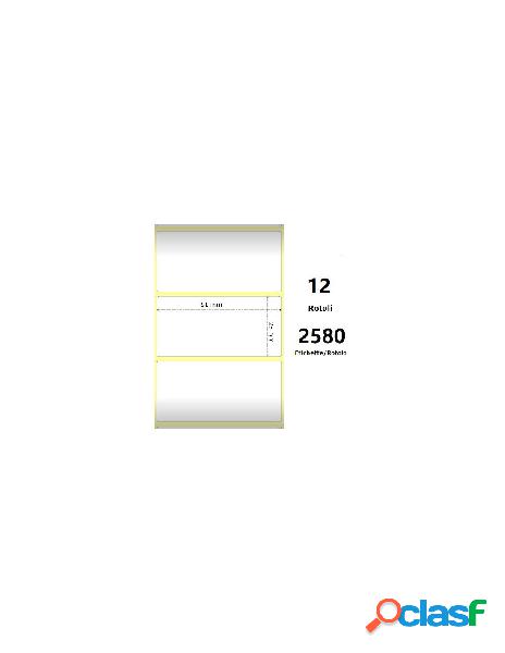 Zebra - white 51x25mm, 2580 et/rotolo z-2000d, 2x1x1 core,