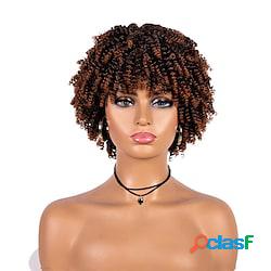 parrucche afro ricci corti con frangia per donna parrucca