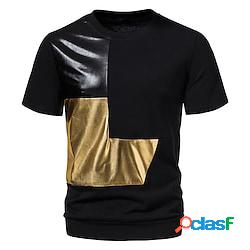 t-shirt pu oro color block punk t-shirt casual quotidiana a