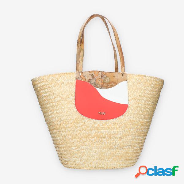 Alviero Martini Prima Classe Borsa Shopping in paglia rossa