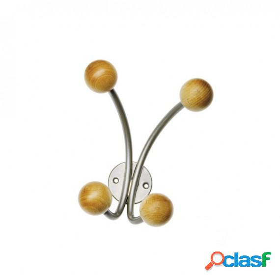 Appendiabiti da muro 4 pomelli - 15x15x8,5 cm - argento -