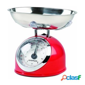 Aska bilancia da cucina meccanica rosso, inox rotondo