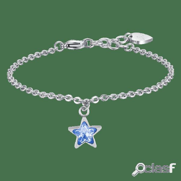 BRACCIALE DONNA IN ACCIAIO CON STELLA PUNTO LUCE AZZURRO