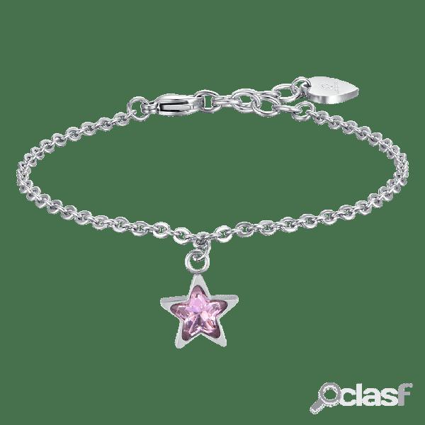 BRACCIALE DONNA IN ACCIAIO CON STELLA PUNTO LUCE ROSA