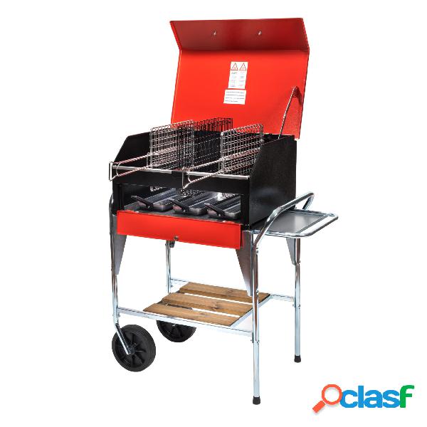 Barbecue Portatile per 6-8 persone due griglie inox 25x35 cm