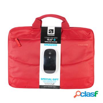 Borsa rosso per notebook 15.6" compatta con vano imbottito +