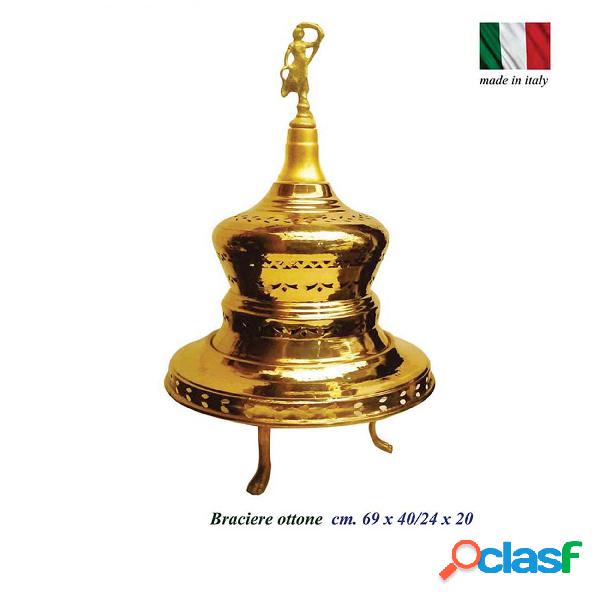 Braciere in Ottone con cupola cesellato diametro 40xh70 cm