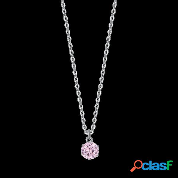 COLLANA DONNA IN ACCIAIO IP GOLD CON CRISTALLO ROSA, Argento