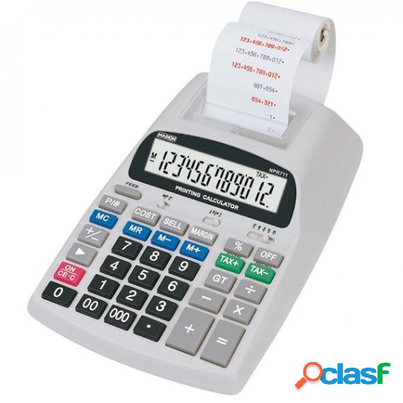 Calcolatrice da tavolo scrivente NPR711 - 12 cifre - bianco