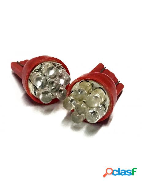 Carall - coppia 2 lampade led t10 con 6 led f3 colore rosso